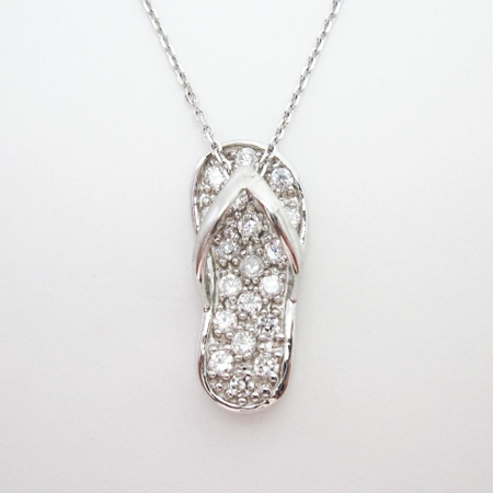 Flip-flop Sandal Cubic Zirconia Slide Pendant - Click Image to Close